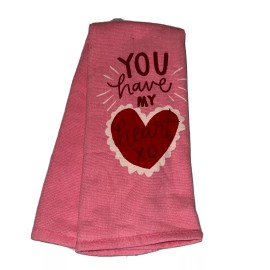 Threshold  Pink “You Have My Heart XOXO” Hand/Kitchen Towel New W/Tags