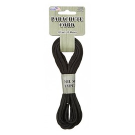 Pepperell PARA-1624 3mm Parachute Cord, 16-Feet, Black
