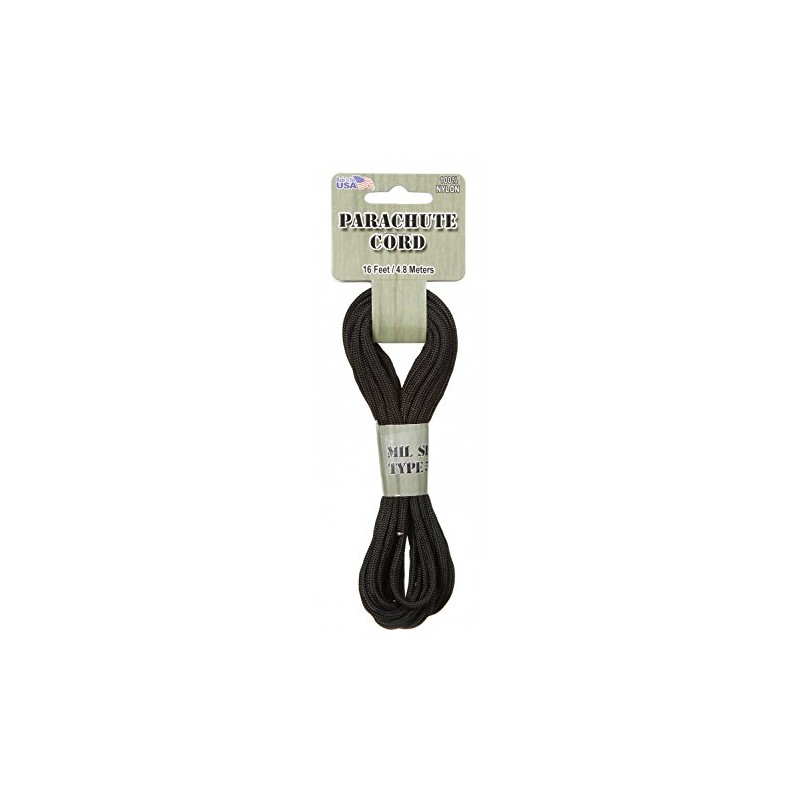 Pepperell PARA-1624 3mm Parachute Cord, 16-Feet, Black