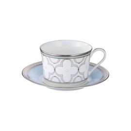 Noritake T93686/4957 Noritake Cup & Saucer (For Both Coffee and Tea), Approx. 8.6 fl oz (245 cc), Trefolio Platinum, 1 Guest, Platinum Bone China