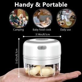 Electric Mini Garlic Chopper, 100ML USB Mini Food Chopper Garlic Mincer, Vegetable Chopper, Onion Chopper, Portable Small Food Processor for Garlic, Ginger, Chili, Vegetables