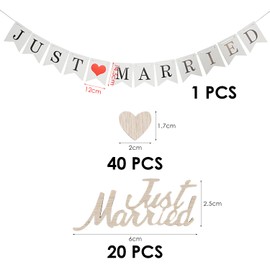 EPCDBBRT 60 Pieces Of Wedding Wooden Decorations And 1 Piece Of Proposal Flag, Wedding Table Decoration, Wedding Party Supplies, Party Scene Decoration, Wooden Party Decoration