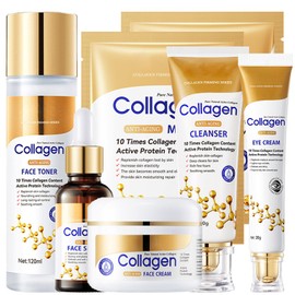 Collagen Skin Care Set, 6Pcs Anti Aging Face Care Sets for Women, Firming Skin, Shrink Pores, Smooth Wrinkles, Hydrating Skin Care Set Include Serum Face Cream Eye Cream Toner Cleanser Facial Mask1