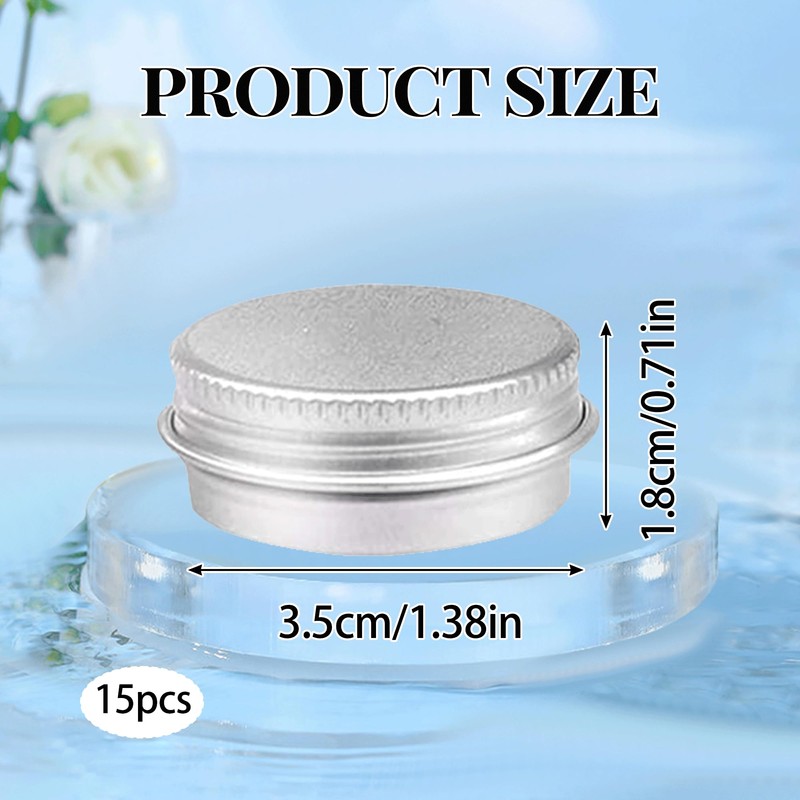 15Pcs Aluminium Tins Jars 10ml Round Small Tins with Lids