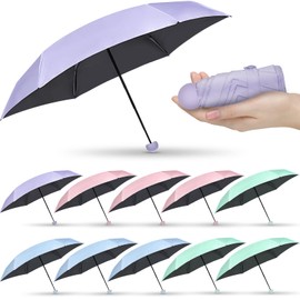 Sweetude 12 Pcs Travel Mini Umbrellas for Purse Bulk Folding Compact Umbrella Lightweight Windproof UV Pocket Collapsible Umbrella for Kids Backpack Rain Wedding Party Women Girls(Macaron Color)
