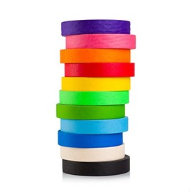 Craftzilla Colored Masking Tape - 11 Roll Multi- Pack, 55 Yards x 1 in Colorful Craft Tape- Great for Arts & Crafts, Kids, Labeling and Color- Coding