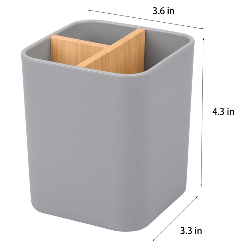 Bamboo Toothbrush Holder for Bathrooms, 3 Slots Toothbrush and Toothpaste