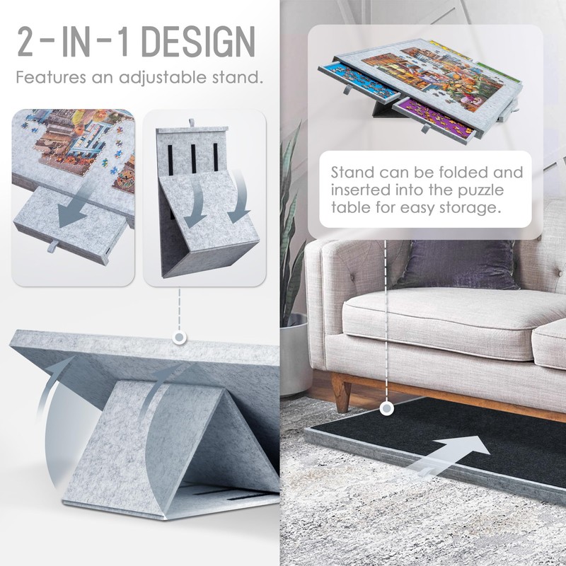 Tektalk Jigsaw Puzzle Table with Integrated Adjustable Stand/Bracket, 3-Tilting-Angle Super