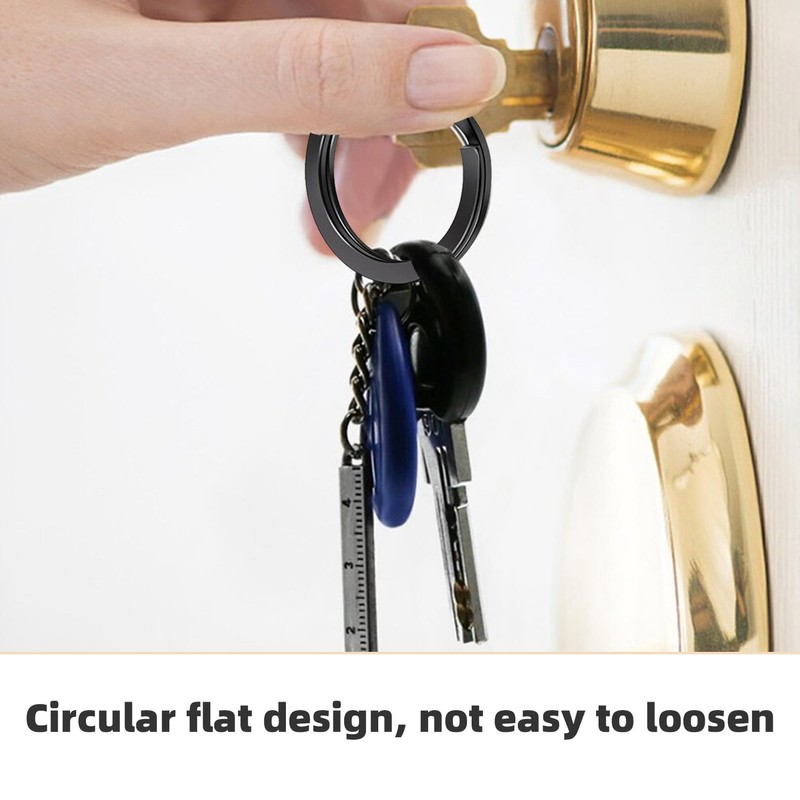 20 Pcs Black Keyring,25 mm Black Flat Split Heavy Duty