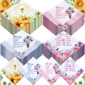 40 Pcs Handkerchiefs for Women Christian Gifts Bulk Vintage Cotton Ladies Hankies Inspirational Bible Verse Xmas Gift(Multicolor,Flower)
