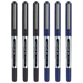 Uni-ball Eye Micro Ub-150 Gel Ink Pen - 0.5 mm - Pack of 6-3 x Black, 3 x Blue