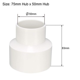 sourcing map 75mm x 50mm PVC Reducing Coupling Hub by Hub Pipe Fitting Adapter Connector