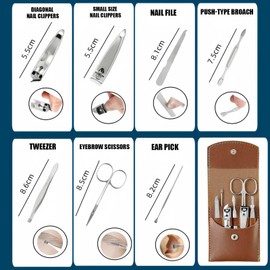 7PCS Professional Manicure Set, Stainless Steel Podiatrist Nail Cutter Tools, Toenail Clipper Pedicure Kit, Nail Scissors Grooming Care, Cuticle Remover for Thick or Ingrown Toenails