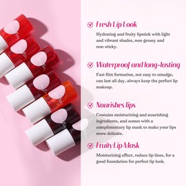 bayfree Lip Tint Stain Set, Lip Stain Long Lasting Lightweight Waterproof, Transfer-Proof, Non-sticky, Lip Makeup Matte Finish