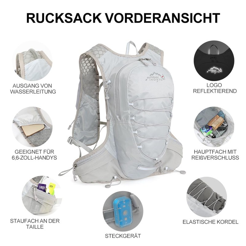 INOXTO Running Backpack, 5L Lightweight Hydration Bag, Suitable for Outdoor