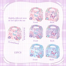 BACH AND BOUJEE 12PCS Butterfly Princess Candy Box Favor Treat Goodies Boxes for Princess Butterfly Party Decorations Baby Shower Wedding Birthday Supplies