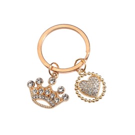 ARFUKA Keyring Crown and Heart Pendant Keychain Rhinestone Crystal Keyring Car Key Chain Key Holder Handbag Purse Charm, Gift Ideas for Her, Gift Exchange Ideas