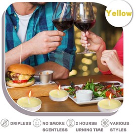 Tea Candles Swgraromlick 50 PCS Unscented Smokeless Tealight with Cotton Wick for Home Poo Wedding Christmas Shabbat 2 Hour Burn Time (Yellow)