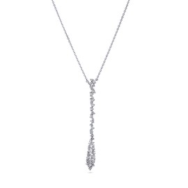 BERRICLE Sterling Silver Cluster Cubic Zirconia CZ Teardrop Pendant Necklace for Women, Rhodium Plated