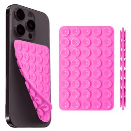 Double Sided Silicone Suction Cup Phone Holder,Non Slip Sticky Grip, Silicon Adhesive Suction Cup Mount, Hands-Free Phone Accessories for Selfies and Videosfor TikTok Influencers（Pink (Color)）