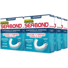 Sea-Bond Kit Almohadilla Adhesiva para Dentaduras Postizas Inferiores, 6 pack 12 Piezas Cada una