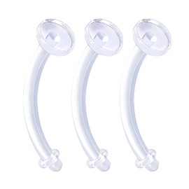 bodyjewellery 3pcs 14g Belly Button Rings Navel Piercing Retainer Clear Flexible Acrylic Bioflex Rubber O Rings Jewelry - 12mm