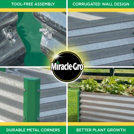 Miracle-Gro Outdoor Raised Garden Bed for Growing Edible Plants and Flowers, Chemical-Free Galvanized Steel Elevated Garden Bed, 40" D x 20" W x 16.75" H