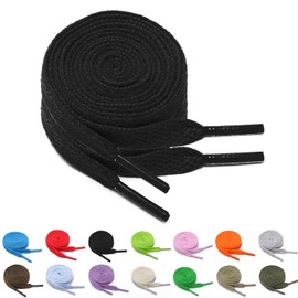 FADTOP Flat Shoelaces - Colorful Laces for Board, Sports, Casual Shoes - Universal Adults Black 32.5inch(80cm)