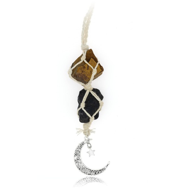 BOHO GARDEN Hanging Car Charm - Tiger Eye & Black