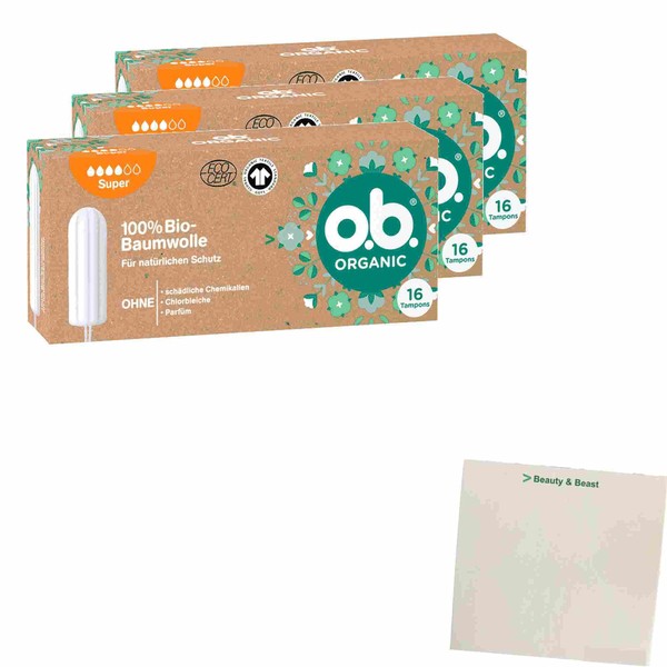 OB Organic Super Tampon Pack of 3 (3 x 16