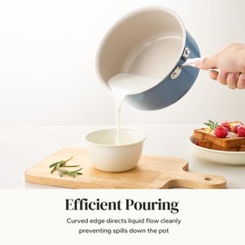 Redchef Nonstick Ceramic Sauce Pan With Lid, 3.5QT Small Cooking Pot with Stay-Cool Handle, Kitchen Non Toxic Soup Pot, PTFE & PFOA Free, Oven & Dishwasher Safe, Compatible with All Stovetops-Blue