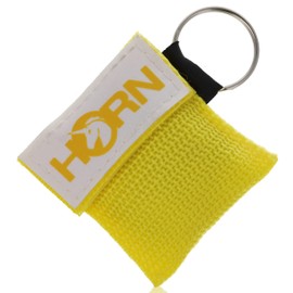 Horn-Key CPR Resuscitation Face Shield in Key Ring Pouch (Yellow)