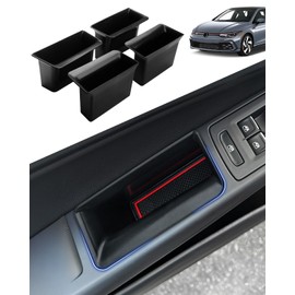 Karltys Door Side Organizer Tray for 2022-2025 2026 VW Volkswagen Golf GTI R MK8 Accessories Front & Rear Door Side Storage Box Grab Handle Pocket Box Insert 4PCS