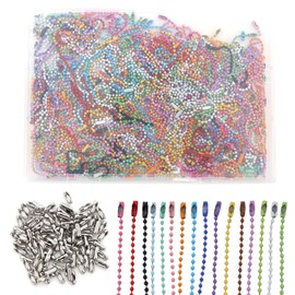 400PCS Ball Bead Chain, Ball Chain Keychain, 3.94Inch Dog Tag Chains, Contains 100 PCS of Replacement Pig Waist Buckles, Metal, for Jewelry Making, Key Craft DIY, Comes with Atorage Box