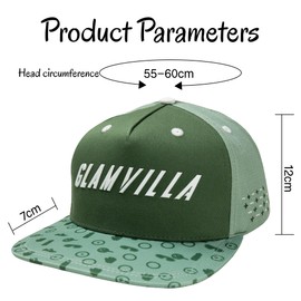 GLAMVILLA Unisex Snapback Cap, Adjustable Size, High-Quality Baseball Cap, Trendy, Outdoor Baseball Cap, Streetwear Style, Christmas Gift for Men and Women, Green 1