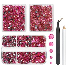 qiipii 5070PCS Rose Pink Resin Crystal Rhinestones for Crafting 2mm 3mm 4mm 5mm 6mm Light Hot Pink Flatback Stones Gems Diamonds Crystals Charms for Nails Face Eyes Makeup Tumblers Bottles DIY Crafts