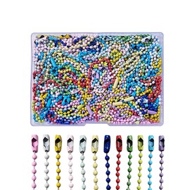 100 Pcs Ball Beads Chain, Dog Tag Metal Small Chain, Metal Hanging Chains Necklace, Metal Ball Bead Chain for Crafts Hanging Decoration（Mixed Color）