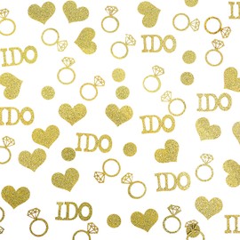 170 Pcs Wedding Confetti, Heart and Diamond Ring Shaped Confetti Bridal Shower Decorations I Do Engagement Party Table Scatter for Wedding or Engagement Decor