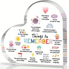 Heart Shaped Acrylic Standing Plaque with Positive Affirmations – Stylish Anxiety Relief Decor for Home or Office – Inspirational and Motivational Gift for Stress Relief and Mindfulness