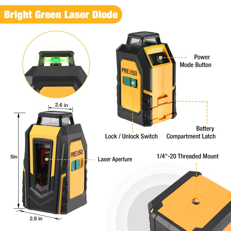 PREXISO 360° Laser Level with Tripod, 100Ft Self Leveling Cross