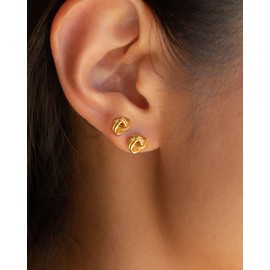 Gold Earrings for Women Trendy 14K Gold Plated Knot Stud Earrings Small Minimalist Dainty Cartilage Jewelry Gifts for Her