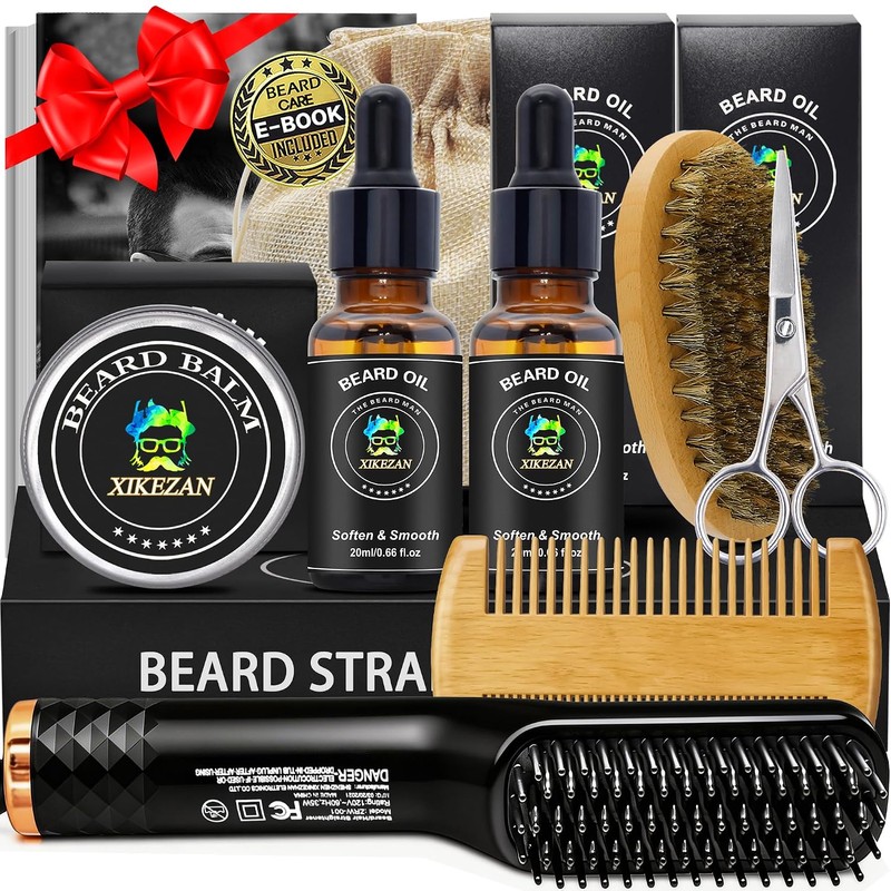 Kit de alisador de barba para hombres, kit de crecimiento
