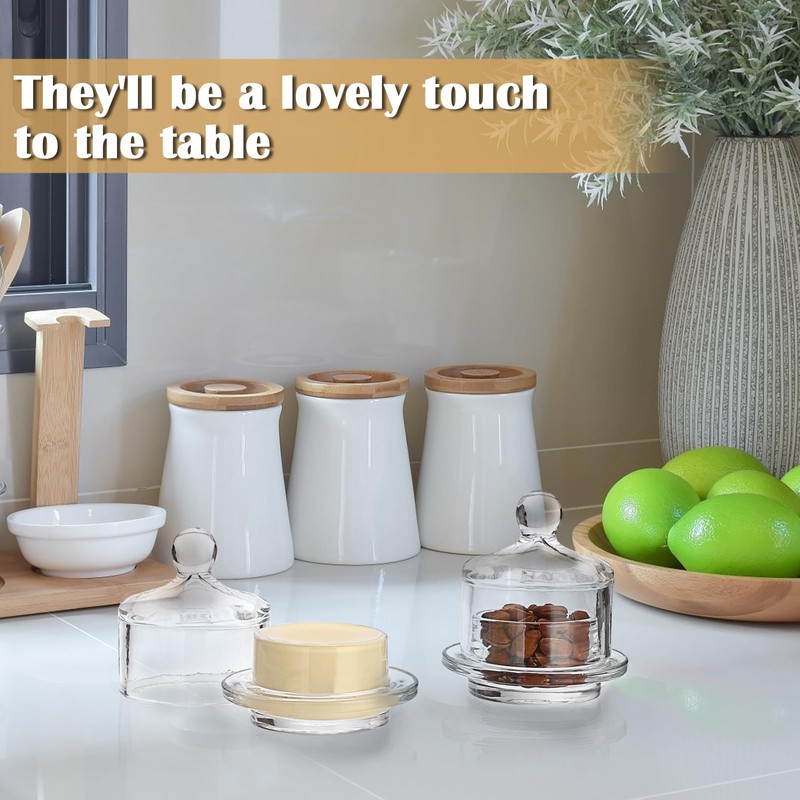 BSTKEY 2 Pack Glass Butter Dishes, Clear Small Glass Butter