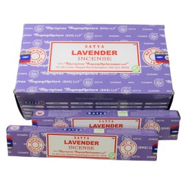 Houschefs Satya Lavender Incense Sticks 15 GMS (Pack of 12) Indian Perfumed Hand Rolled Agarbatti Perfect for Aroma Therapy, Relaxation, Church, Worship, Medication, Yoga (Green Certified)