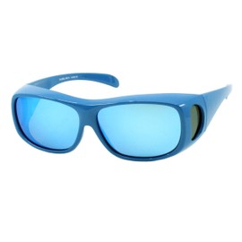 PASTL Polarized Fit Over Sunglasses Rectangle Blue, Blue Mirror Lens Lightweight