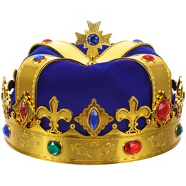 Toddmomy 1pc King Crown Hat Party Hats Gold Costume Accessories for Adults Children (Blue)