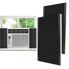 Window Air Conditioner Foam Insulation Side Panels, AC Side Panels Insulation Kit with 4 U Shape Frames and 4 Adhesive Tapes Insulates Winter Cold and Summer Heat, 17" H x 11" W x 7/8" T, 2 Pack,Black