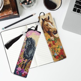 INCOK Diamond Painting Art Bookmarks - 6 PCS DIY Horse Flower Diamond Painting Kits by Numbers Farmhouse Art Craft Mothers Day Birthday Graduation Gift for Beginner Horse Lover Students Teachers