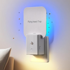 Fly Trap Indoor, 2 in 1 Plug in Fruit Fly Traps for Indoors with Auto Night Light Gnat Traps for House Indoor Flying Insect Trap for Fruit Flies Moths Mosquito (2 Device + 10 Glue Cards)