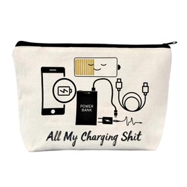 Cable Organiser Bag Travel Essentials Backpacking All My Charging Stuff Funny Makeup Bag with Zipper Large Capacity Toiletry Gadget Bag Tech Pouch Travel Gifts for Women Men Friends Sisters Mom